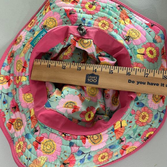 Sunday Afternoons Kids Reversible Sun Hat M UPF 50+ Pink Floral Khaki 3–6 Yr - Picture 6 of 7